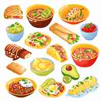 Free vector mexican food set