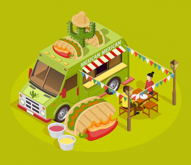멕시코 음식 트럭 아이소 메트릭 광고 포스터