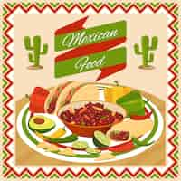 Free vector mexican food. vegetable and chili, avocado and lime, fresh traditional natural