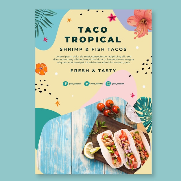 Mexican food vertical flyer template