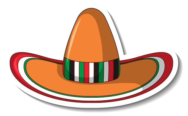 Мексиканская шляпа мультяшный стикер