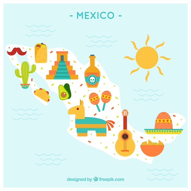 文化的要素を持つメキシコの地図