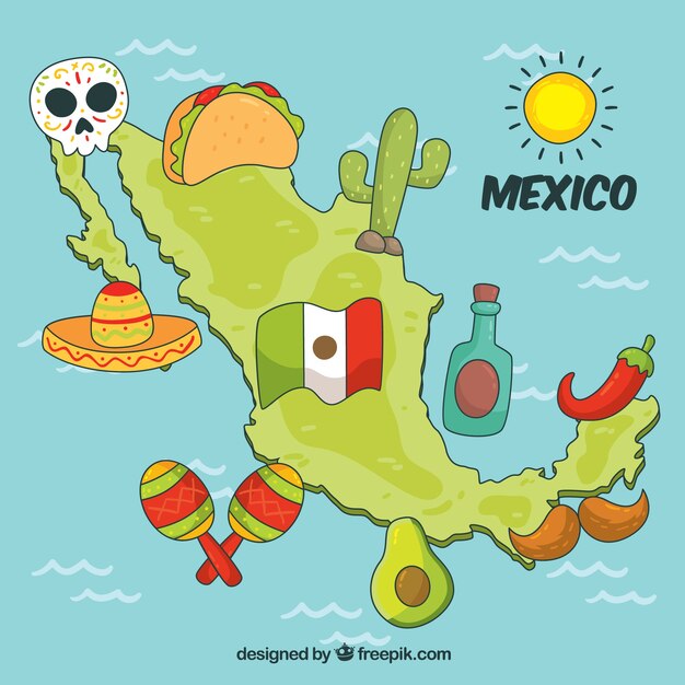 Мексиканская карта с элементами культуры