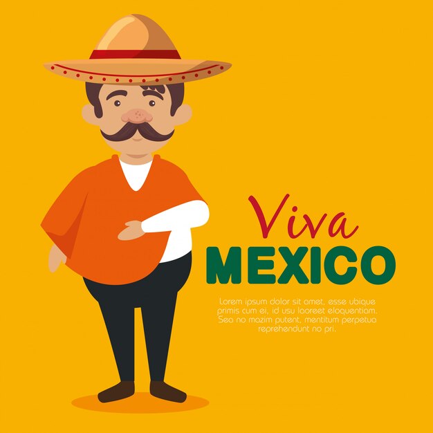 帽子と口ひげを持つメキシコのマリアッチ男