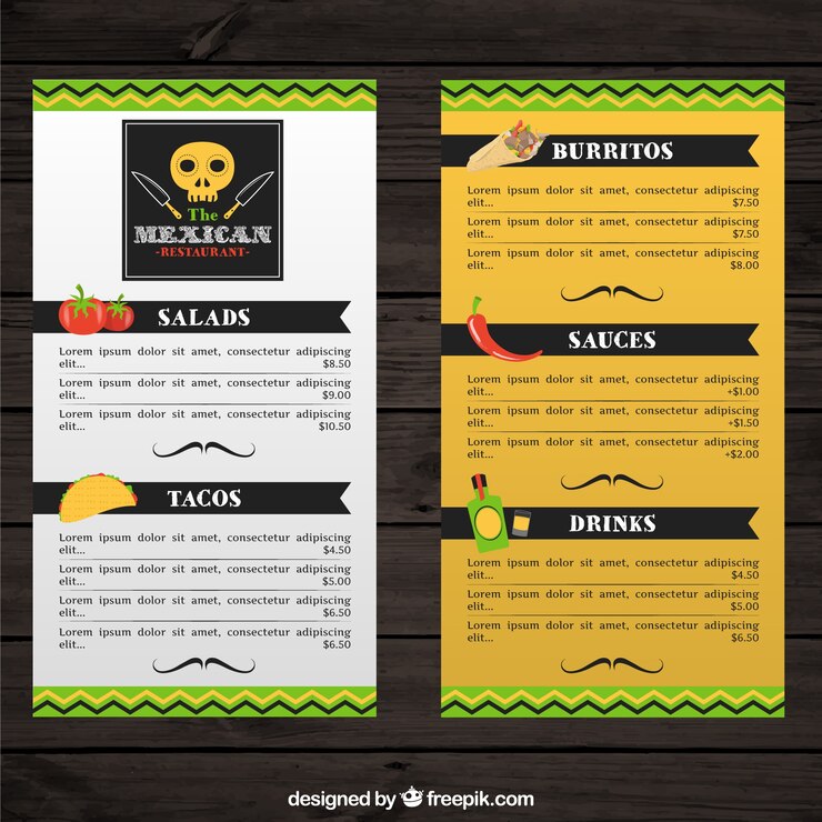 Free Vector mexican menu with typical food