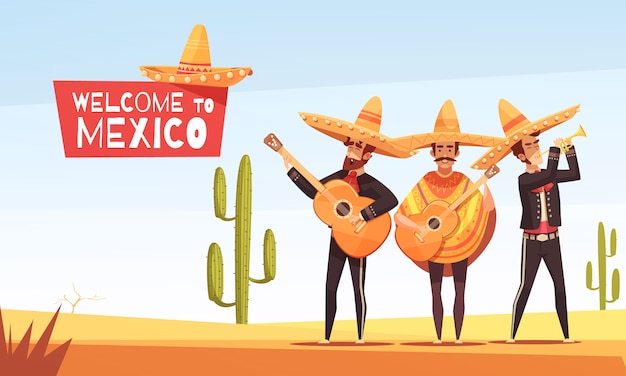 Free vector mexican musicians illustration