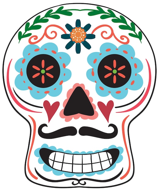 Free vector mexican painted skull isolated
