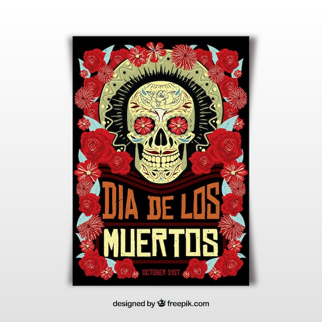 Free vector mexican party poster with creepy style