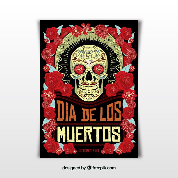 Mexican party poster with creepy style