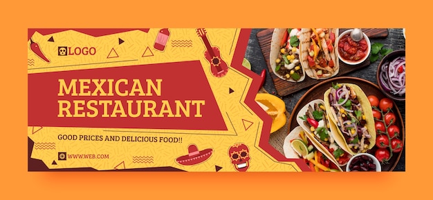 Free vector mexican restaurant facebook cover