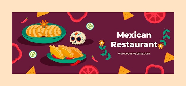 Free vector mexican restaurant facebook cover