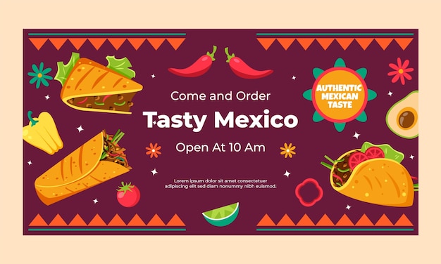 Free vector mexican restaurant facebook template