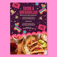 Vettore gratuito modello di volantino cibo ristorante messicano