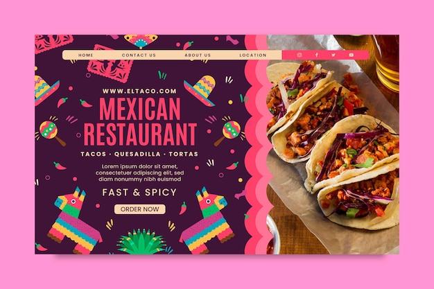 Mexican restaurant food landing page template