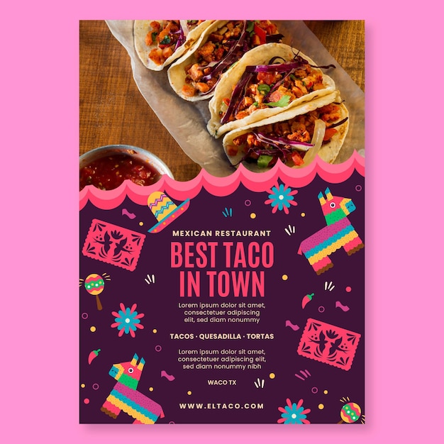 Free vector mexican restaurant food poster template