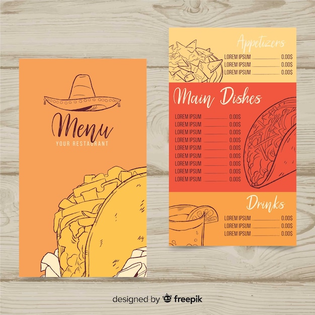 Mexican restaurant menu template