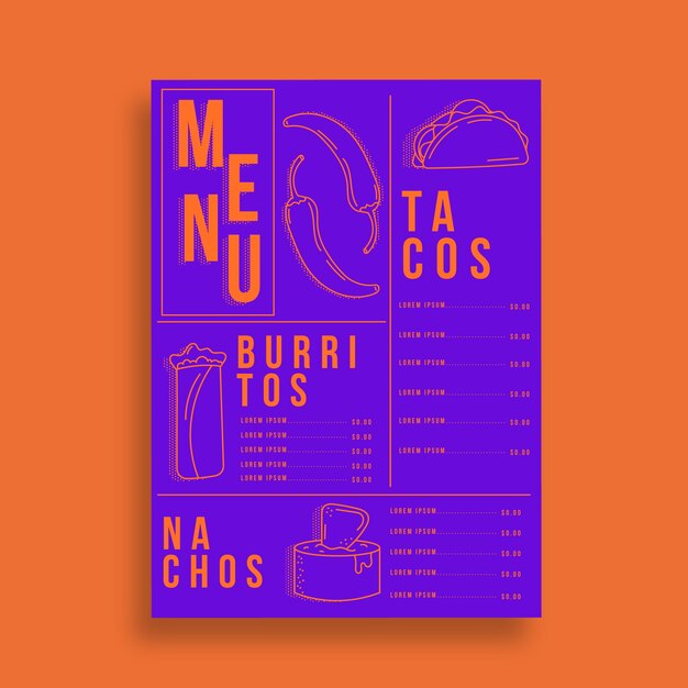 Mexican restaurant menu template