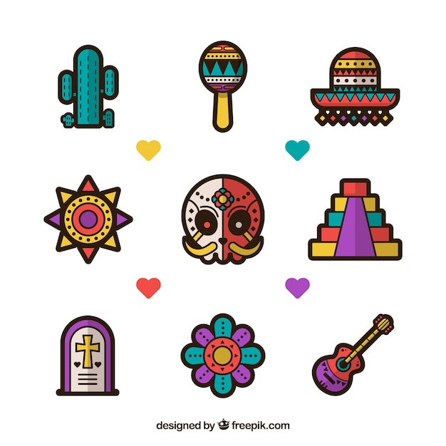 Mexican set of colorful elements