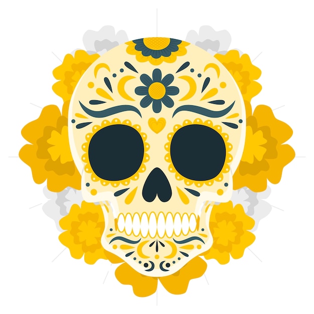 Бесплатное векторное изображение Иллюстрация концепции мексиканского черепа