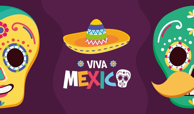 Мексиканские черепа и шляпа для Viva Mexico