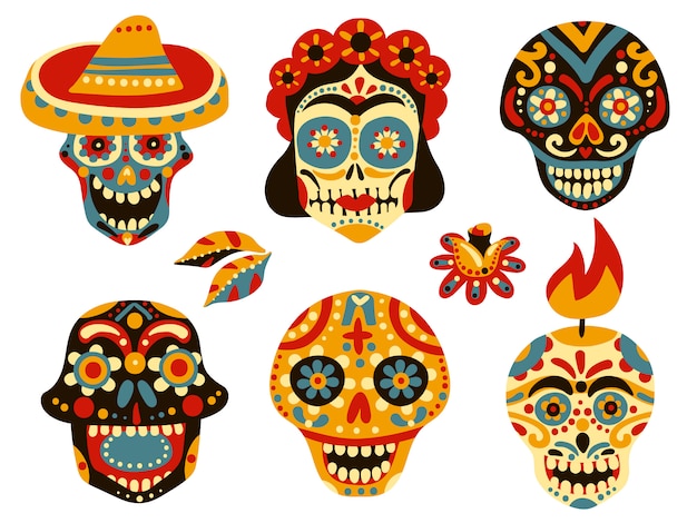 Mexican skulls set 