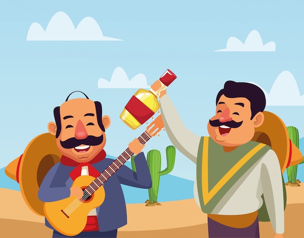 Mexican traditional culture icon cartoon