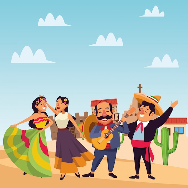 Mexican traditional culture icon cartoon