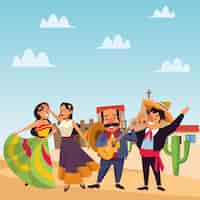 Бесплатное векторное изображение Мексиканская традиционная культура икона мультфильм