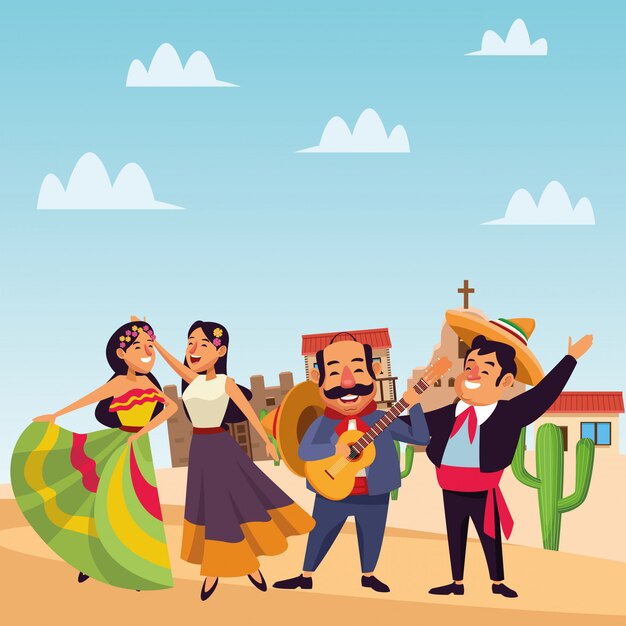 Mexican traditional culture icon cartoon