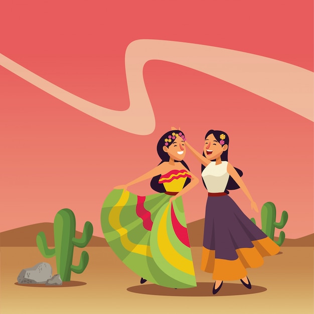 Mexican traditional culture icon cartoon