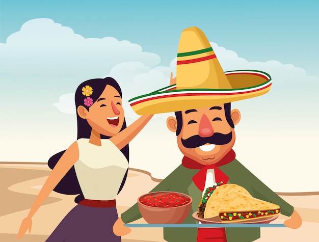 Free Vector mexican traditional culture icon cartoon