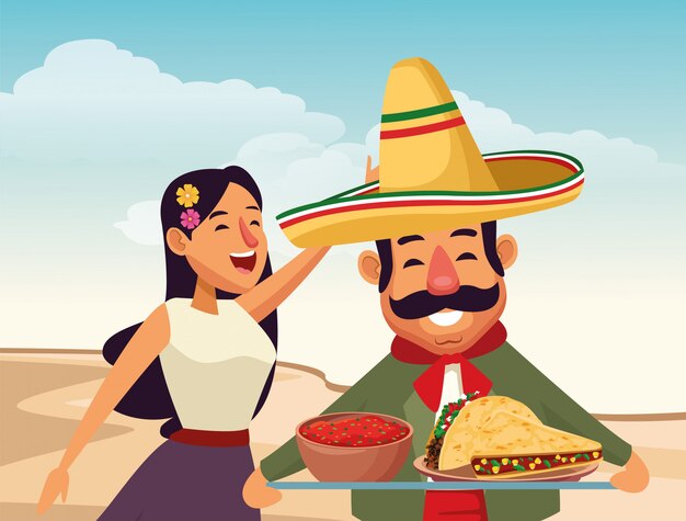 Mexican traditional culture icon cartoon