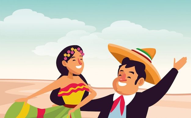 Mexican traditional culture icon cartoon