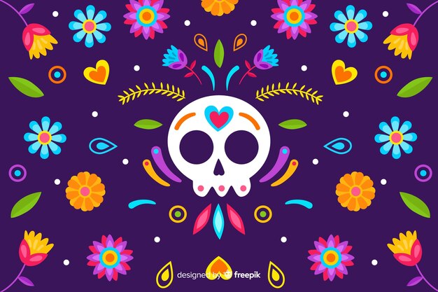 Mexican traditional floral embroidery background