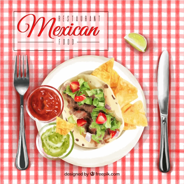 Vettore gratuito priorità bassa menu alimentare messicano dell'acquerello