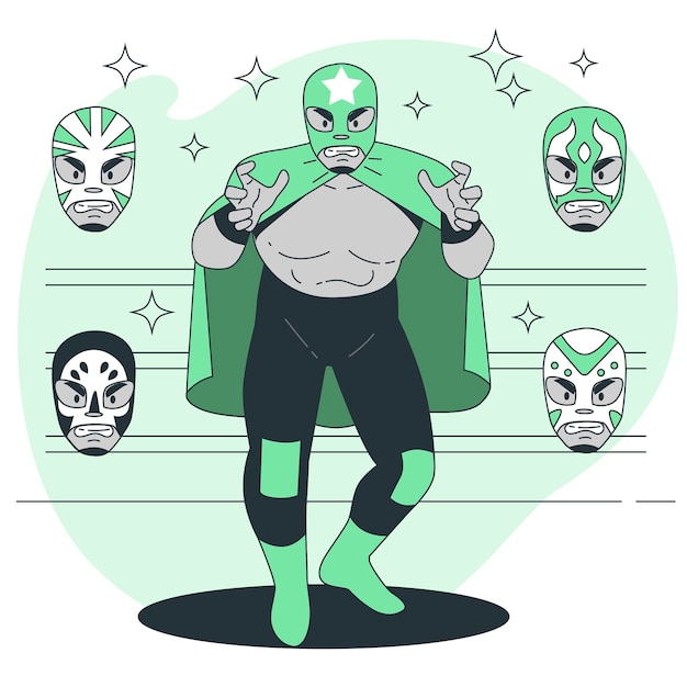 Free vector mexican wrestler concept illustration