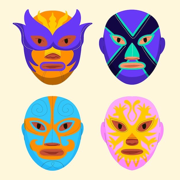 Free vector mexican wrestler element collection design template