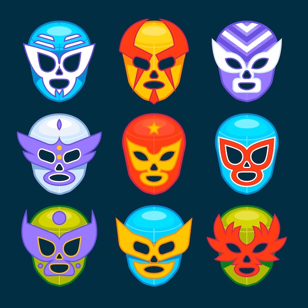 Mexican wrestler element collection design template
