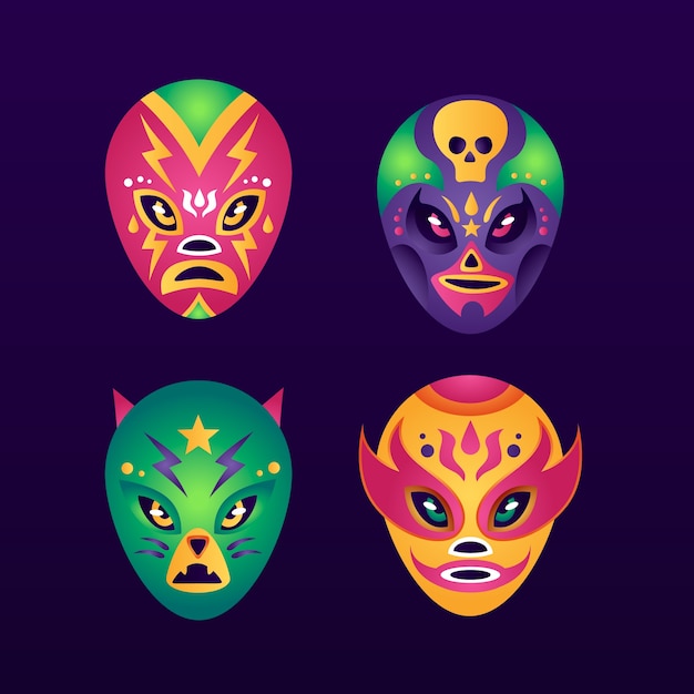 Free vector mexican wrestler element collection design template