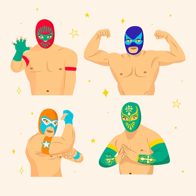 Free vector mexican wrestler element collection