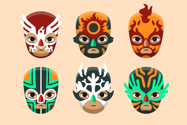 Free vector mexican wrestler element collection