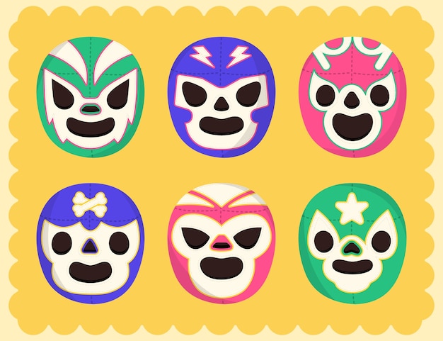 Free vector mexican wrestler element collection