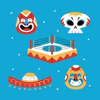 Free vector mexican wrestler element collection