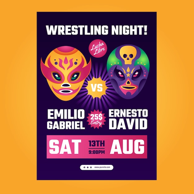 Mexican wrestler flyer design template