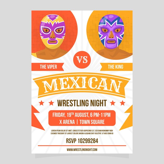 Mexican wrestler flyer design template