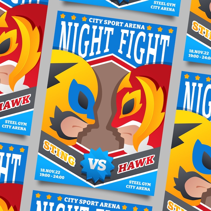 Free Vector mexican wrestler flyer design template
