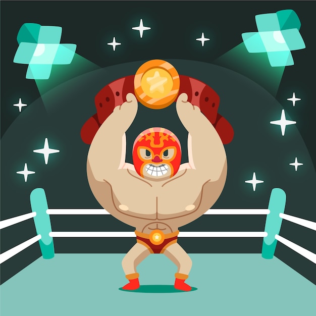 Free vector mexican wrestler illustration design