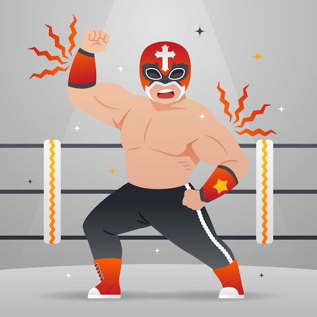 Mexican Wrestler Vector Illustration Design