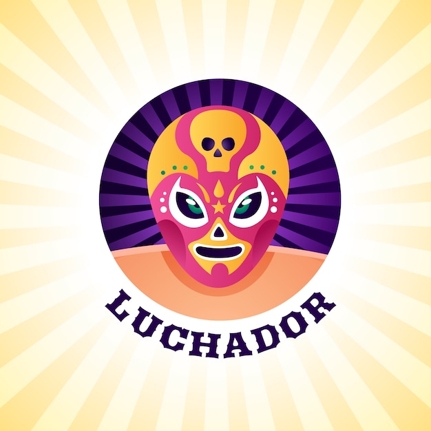 Mexican wrestler logo design template