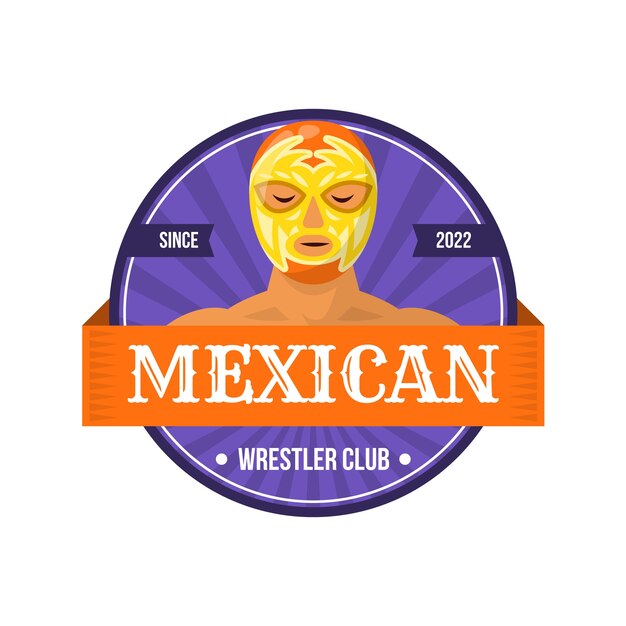 Mexican wrestler logo design template